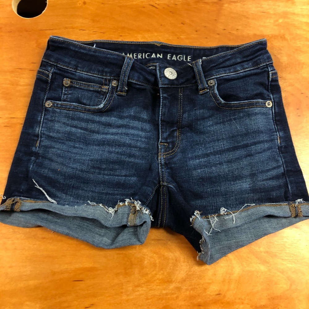 American eagle dark blue denim shorts